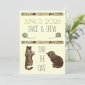 Vintage Storybook Kitts Save the Date Karte (Stehend Vorderseite)