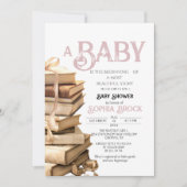 Vintage Storybook Rose Pink Baby Shower Einladung (Vorderseite)