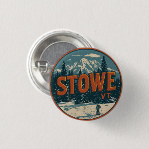 Vintage Stowe, VT Outdoor-Winterwanderwege-Skiloip Button