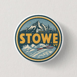 Vintage Stowe, VT Outdoor-Winterwanderwege-Skipist Button
