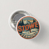 Vintage Stowe, VT Outdoor-Winterwanderwege-Skipist Button (Vorne & Hinten)