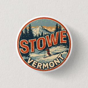 Vintage Stowe, VT Outdoor-Winterwanderwege-Skipist Button