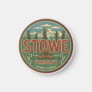 Vintage Stowe, VT Outdoor-Winterwanderwege-Skipist Magnet