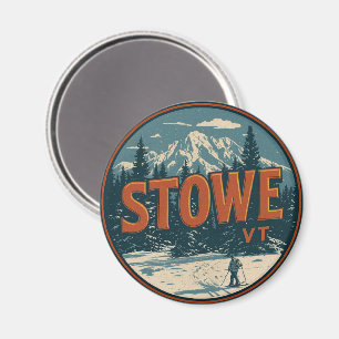 Vintage Stowe, VT Outdoor-Winterwanderwege-Skipist Magnet