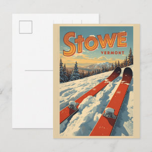 Vintage Stowe, VT Outdoor-Winterwanderwege-Skipist Postkarte