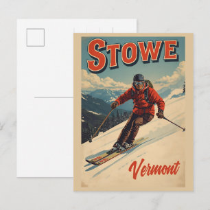 Vintage Stowe, VT Outdoor-Winterwanderwege-Skipist Postkarte