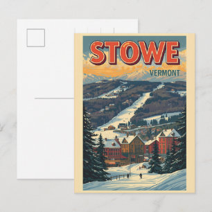 Vintage Stowe, VT Outdoor-Winterwanderwege-Skipist Postkarte