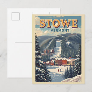Vintage Stowe, VT Outdoor-Winterwanderwege-Skishän Postkarte