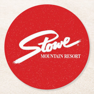 Vintage Stowe, VT Outdoor-Winterwanderwege-Skishän Runder Pappuntersetzer