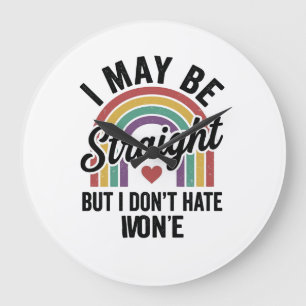 Vintage Straight But Kind Regenbogen Stolz Shirt_1 Große Wanduhr