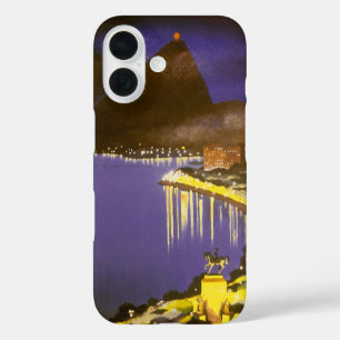 Vintage Strand bei Nacht in Rio De Janeiro, Brasil iPhone 16 Hülle