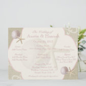 Vintage-Strand-Hochzeitsprogrammkarte Programm (Stehend Vorderseite)