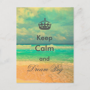 vintage Strand "Keep Calm and Dream Big" Zitat Postkarte