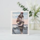 Vintage Strand-Paar Postkarte (Stehend Vorderseite)