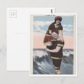 Vintage Strand-Paar Postkarte (Vorne/Hinten)