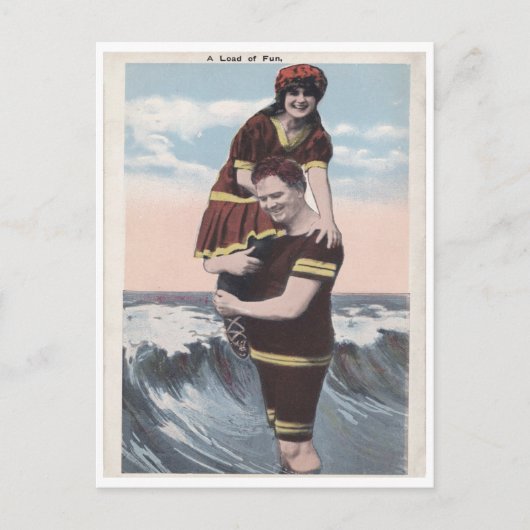 Vintage Strand-Paar Postkarte (Vorderseite)
