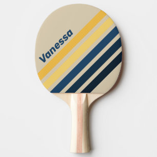 Vintage-Strand-Sand-Schrägstreifen mit Namen Tischtennis Schläger