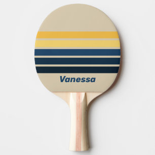 Vintage-Strand-Sand über Streifen mit Namen Tischtennis Schläger