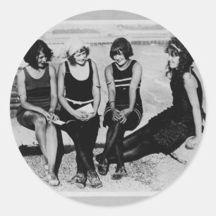 Vintage-Strand-Schönheiten Foto Runder Aufkleber