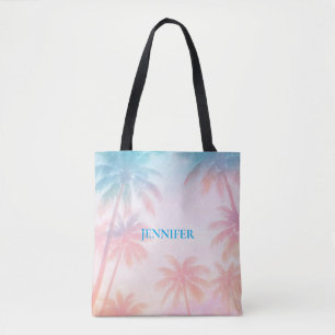 Vintage-Strand-Sonnenuntergang-Palmen Pastell  Tasche