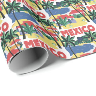 Vintage Strand Szene in Mexiko Geschenkpapier
