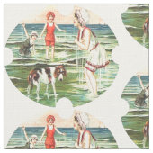 Vintage Strand-Szene Stoff (Nahaufnahme)