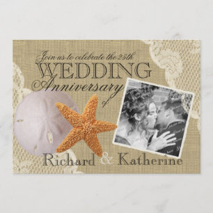 Vintage-Strand und Spitze Hochzeitstag Einladung