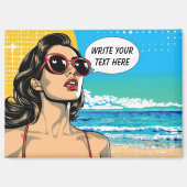 Vintage Strandfrau Magnet (Vorderseite)