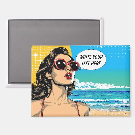 Vintage Strandfrau Magnet (Vorderseite/Rückseite)