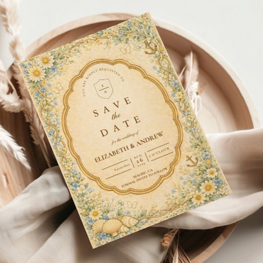 Vintage Strandgarten - Maritime Hochzeit Save The Date