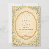 Vintage Strandgarten - Maritime Hochzeit Save The Date (Vorderseite)