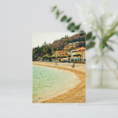 Vintage Strandhäuser und Bäume Postkarte (Stehend Vorderseite)