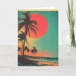 Vintage Strandkarte von Florida Palm Tree Feiertagskarte