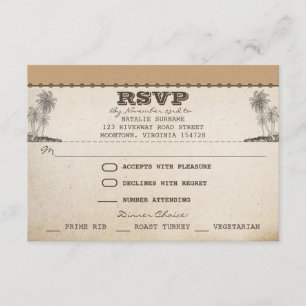 Vintage Strandpalmen RSVP Karte