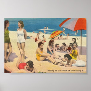 Vintage-Strandparty in Keansburg, New Jersey - Küs Poster