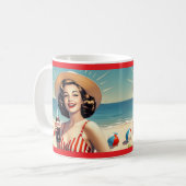 " VINTAGE STRANDSCHÖNHEIT " KAFFEETASSE (Vorderseite Links)