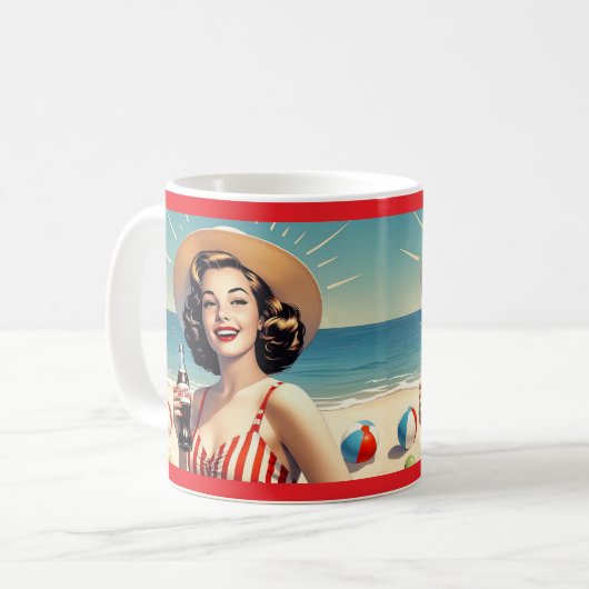 " VINTAGE STRANDSCHÖNHEIT " KAFFEETASSE (Vorderseite Links)