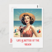 " VINTAGE STRANDSCHÖNHEIT " POSTKARTE (Vorne/Hinten)