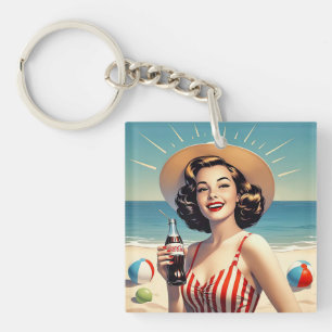 " VINTAGE STRANDSCHÖNHEIT " SCHLÜSSELANHÄNGER