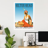 Vintage-Strandszene Hilton Head Poster (Heimbüro)