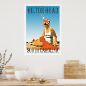 Vintage-Strandszene Hilton Head Poster (Küche)