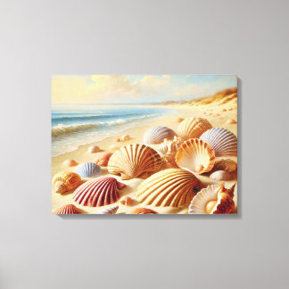 Vintage Strandwandkunst aus Muscheln Leinwanddruck