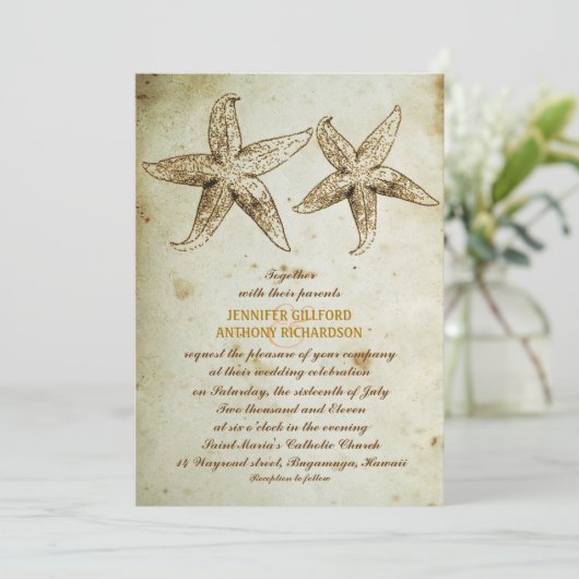 VINTAGE STRANDWENDUNGEN EINLADUNG (Stehend Vorderseite)