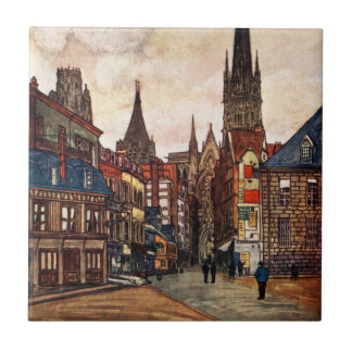 Vintage Straßen-Szene Rouen Frankreich Fliese
