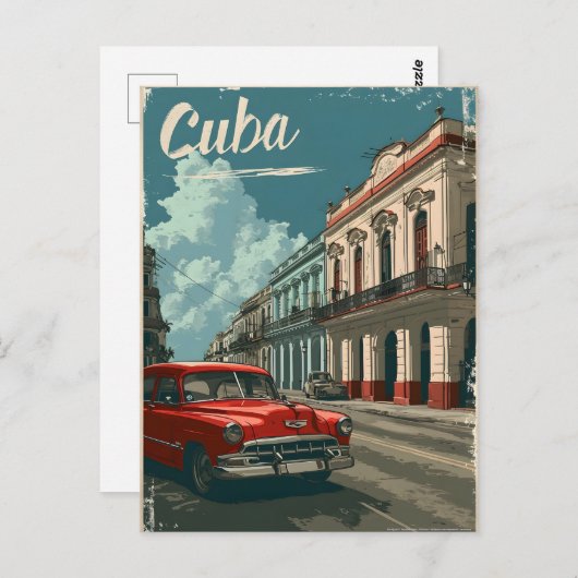 Vintage Straßen von Havanna: Klassische Postkarte (Vorne/Hinten)