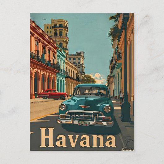 Vintage Straßen von Havanna: Klassische Postkarte (Vorderseite)
