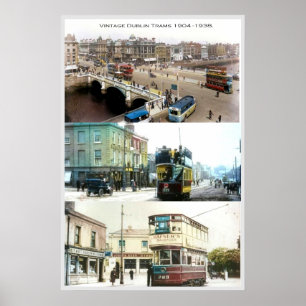 Vintage Straßenbahnen in Dublin City Irland Poster