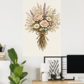 Vintage-Strauß wilder Blumen Poster (Heimbüro)