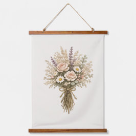 Vintage-Strauß wilder Blumen Wandteppich Mit Holzrahmen
