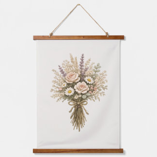Vintage-Strauß wilder Blumen Wandteppich Mit Holzrahmen